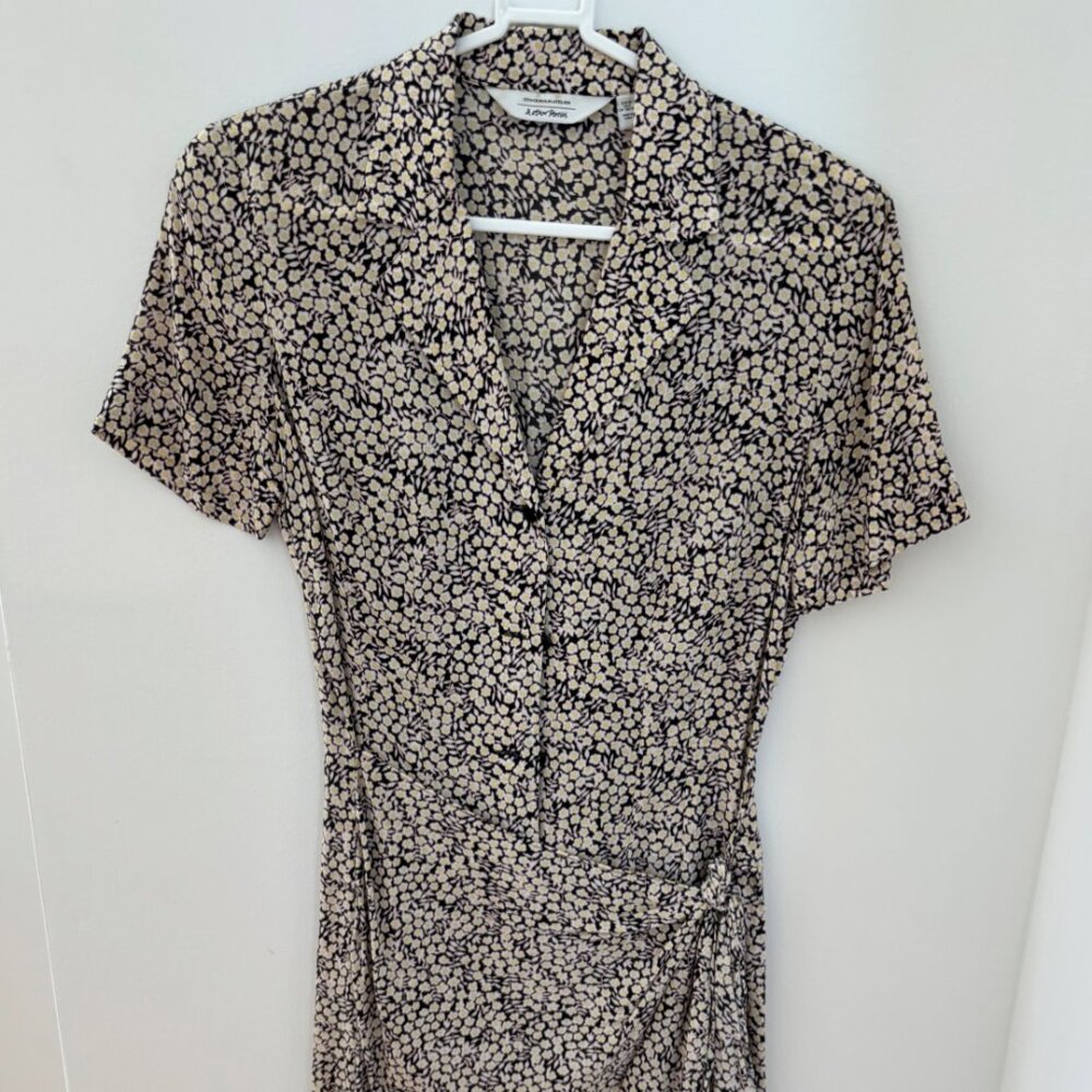 &Other Stories Stockholm Atelier - dainty floral black mini wrap dress
